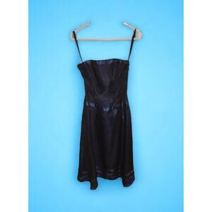 Dessy Collection Women Cocktail Dress Size 4 Strapless With Bow Navy Blue - EUC‎